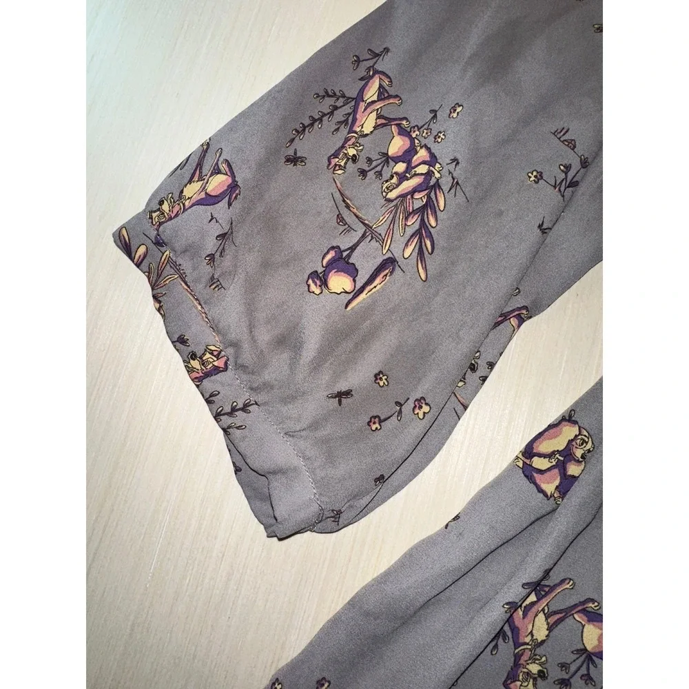 Disney Lady and the Tramp Grey Floral Print Blouse Plus Size 3 3XL 3/4 Sleeve